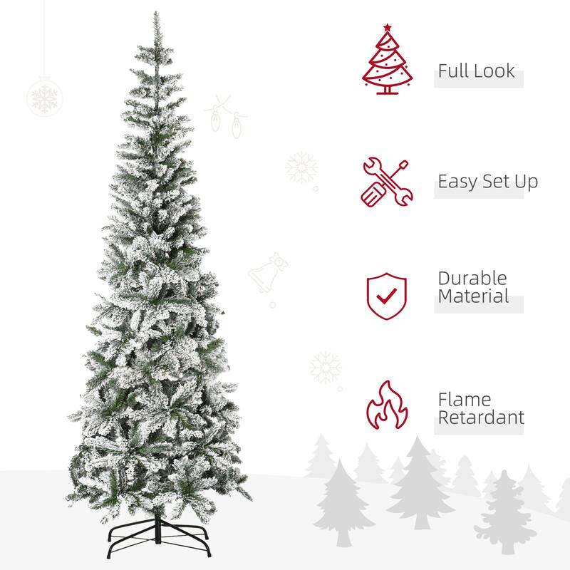 7.5ft Unlit Snow-Flocked Pine Tree, 668 Tips for a Realistic Winter Look
