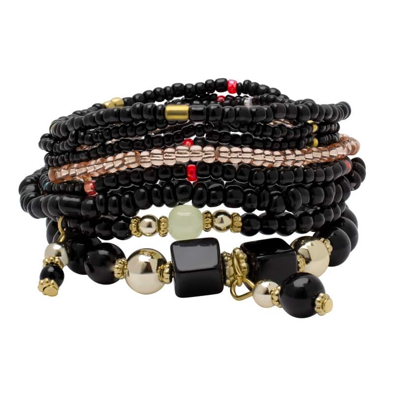 Victoria Townsend Gold Plated Black Bead Layering Bracelet