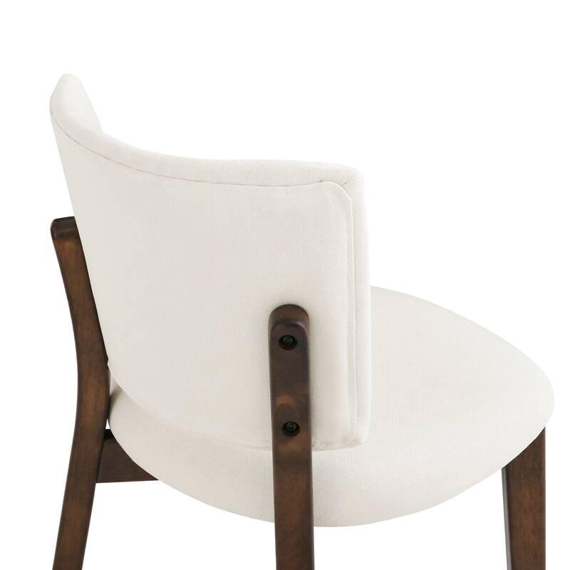 Wooden Dining Chairs with Back Set of 2/4, Modern Fabric Upholstered Kitchen Chairs in Flaxen for Kitchen Dining Living Room.