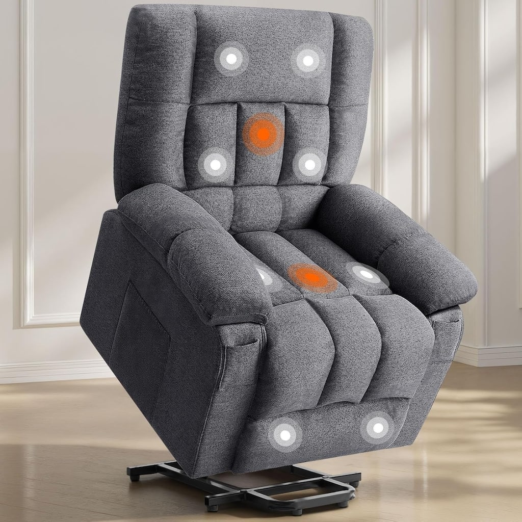 Recliner Chair, Reclining Massage Chair with Heat, Home Theater Seating Electric Power Lift Chair for Living Room