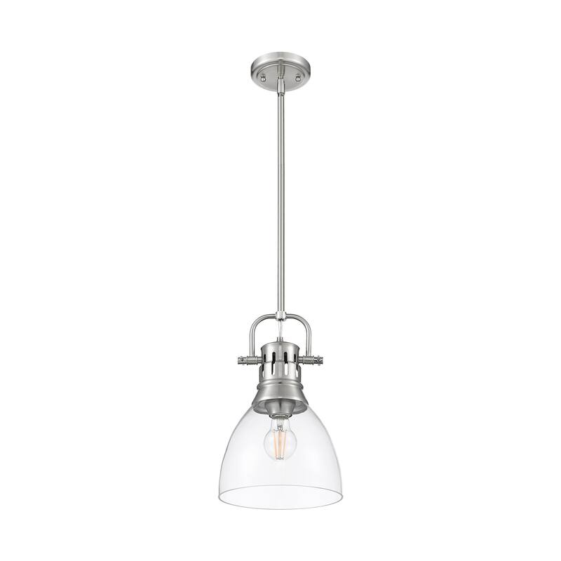 Yep by Golden Lighting Duncan 1-light 9in rod hung Pendant in Pewter and Clear Glass