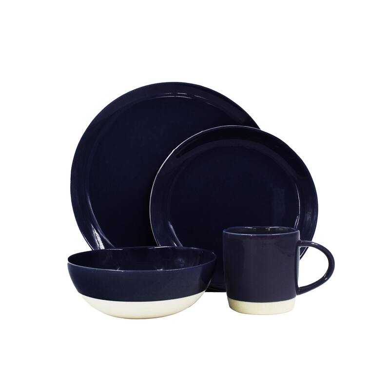 Shell Bisque Collection 16-Piece Dinnerware Set - Navy