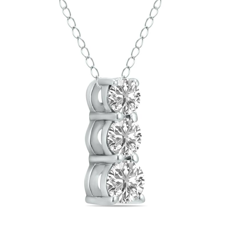 Marquee 1/2 CTW Lab Grown Diamond Three Stone Pendant in 14K White Gold