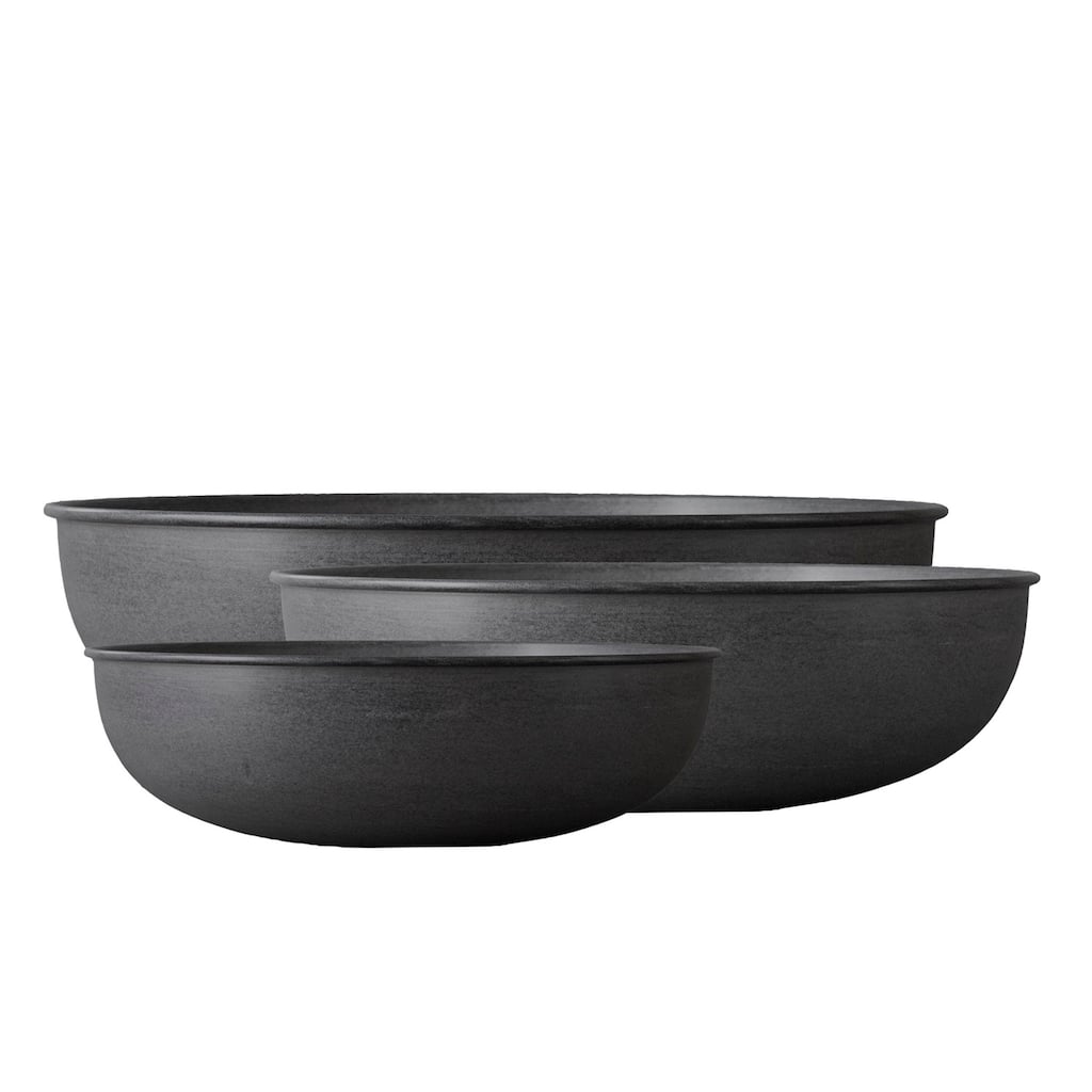Glazed Flower Pots - 19.5" - Black - Set of 3