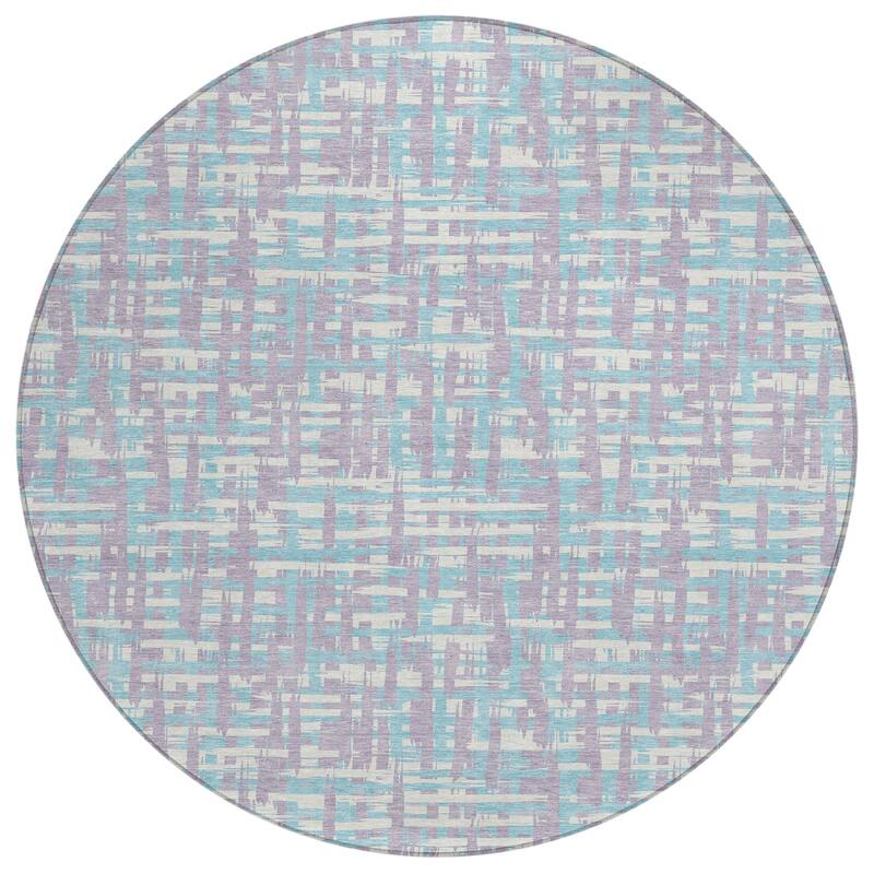 Machine Washable Indoor/ Outdoor Modern Crosshatch Chantille Rug - Lavender - 8' x 8'