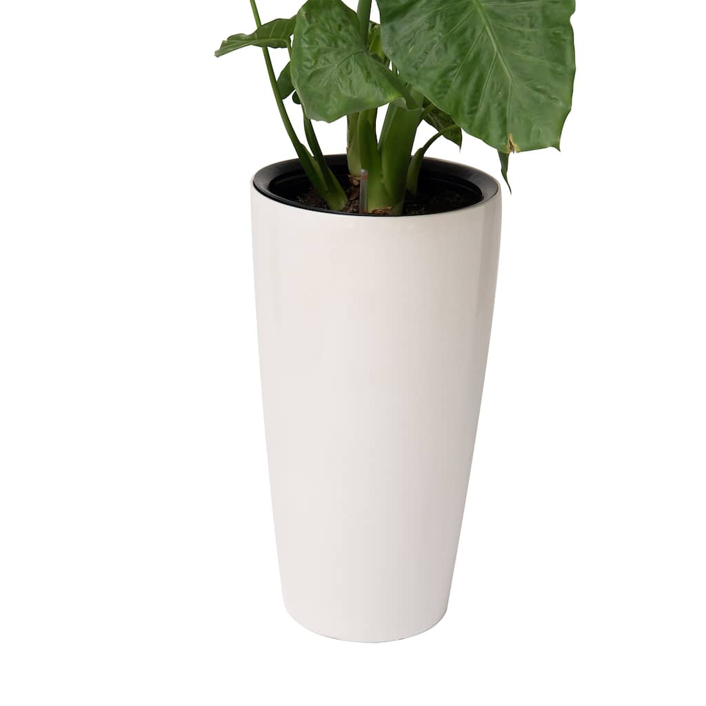 XBrand 29.5" H Plastic Self Watering Indoor Outdoor Tall Round Planter Pot, Decorative Gardening Pot, Home Décor Accent
