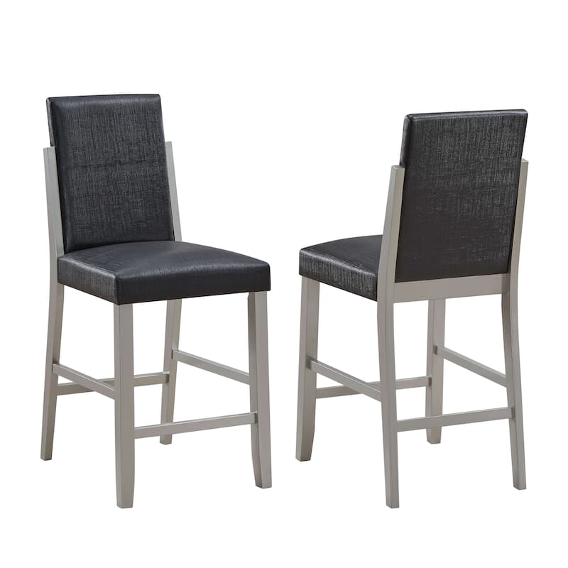 24-Inch, Counter Height Bar Stools, 2-Pack, Champagne/Black - Black
