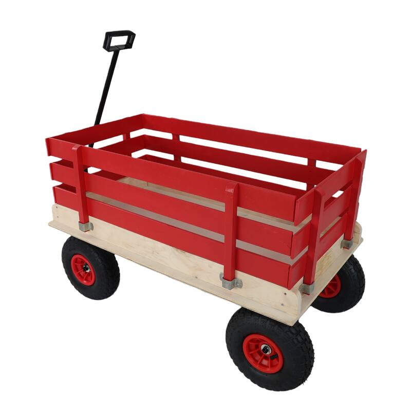 Children's and garden wooden carriages, all-terrain rubber inflatable wheelers, outdoor games, courtyard transportation