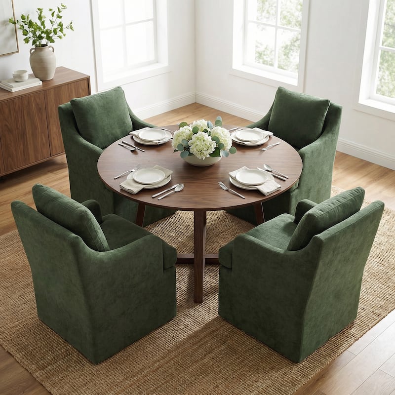 Upholstered Dining Chairs, Modern Kitchen Chairs Dinner Chairs with 4 Casters