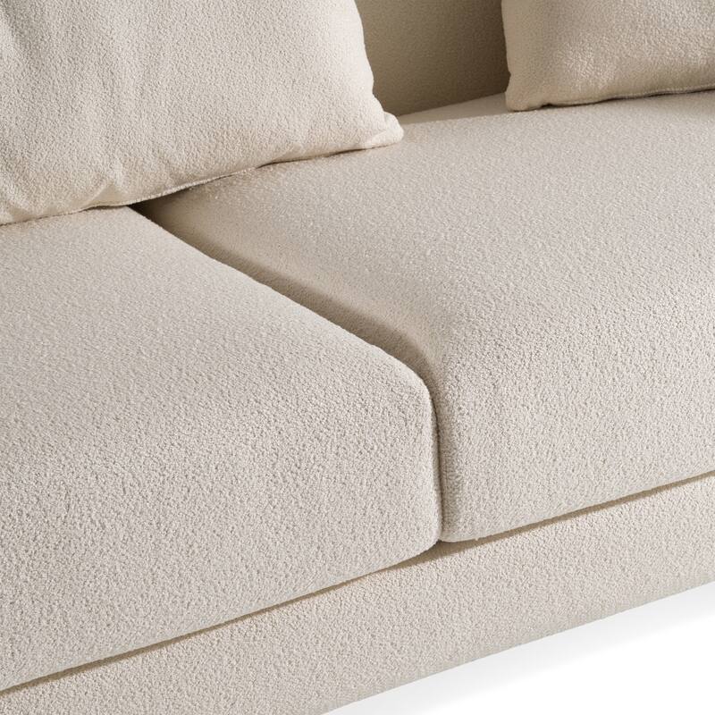 Modrest Fleury Contemporary Cream Fabric and Walnut Sofa
