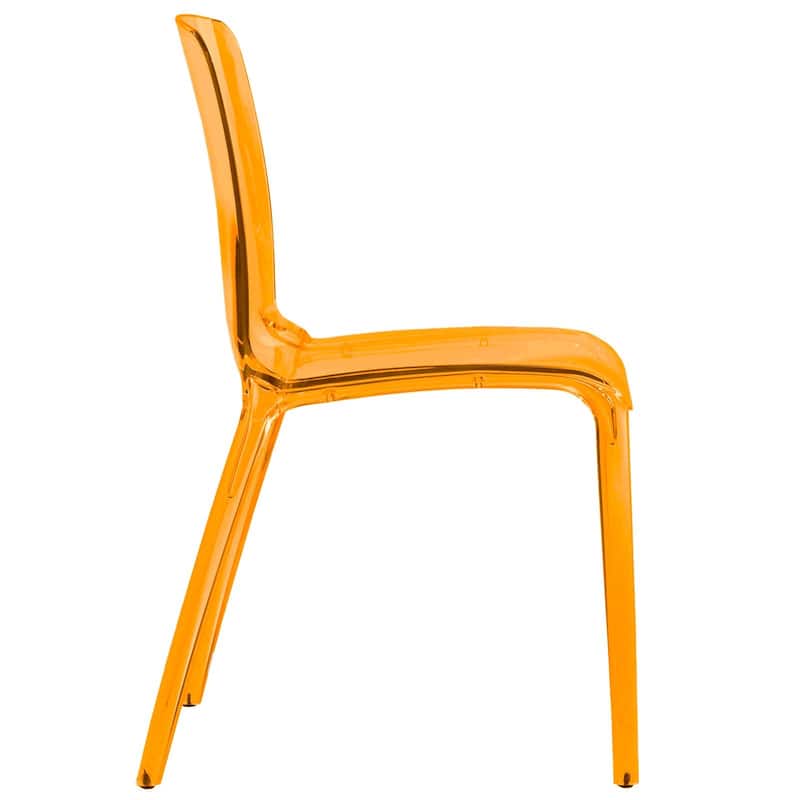 Stackable Plastic Dining Chair Set of 2 Modern Full Back Acrylic Transparent Side Chair