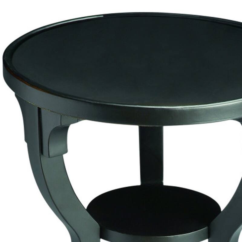 HomeRoots 24" Black Manufactured Wood Round End Table With Shelf - 15.75' X '24.25' X '15.75