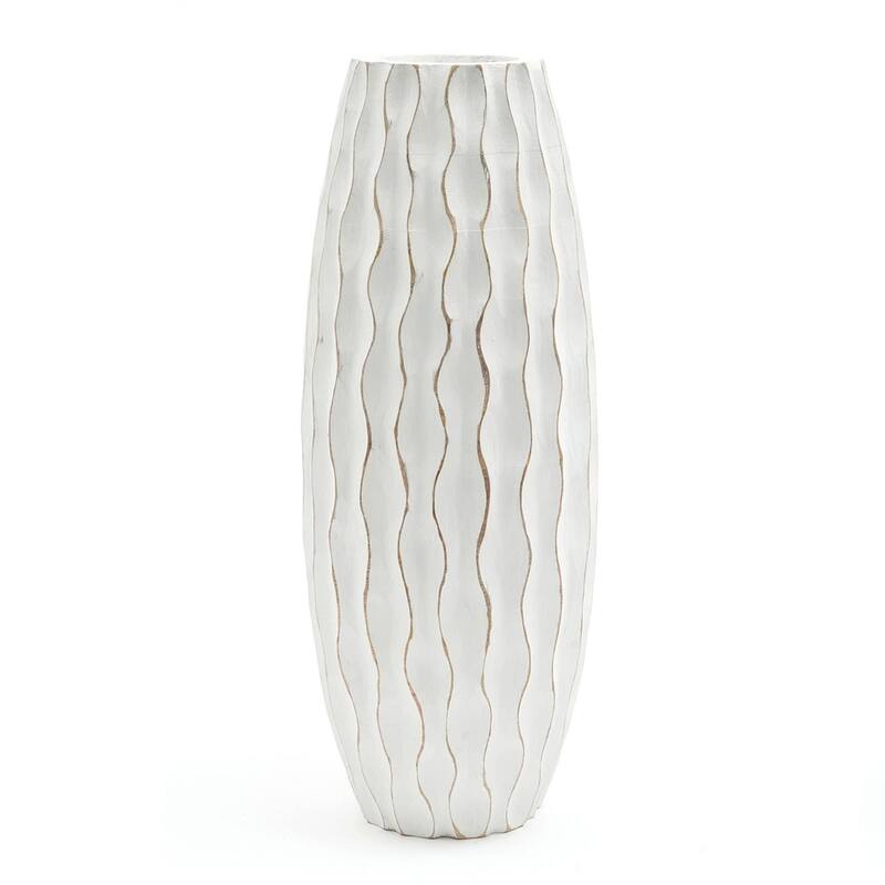 Kyiana Decorative Handcrafted Accent Wood Vase for Living Room- 6x18''