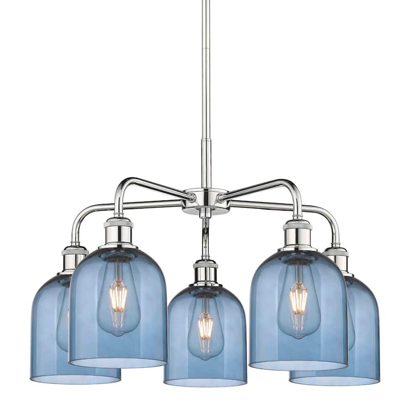 Innovations Lighting 516-5CR-15-24 Bella Chandelier Bella 5 Light 24" - Polished Chrome / Princess Blue