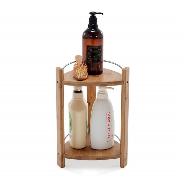 GOBAM Bamboo Shower Corner Caddy