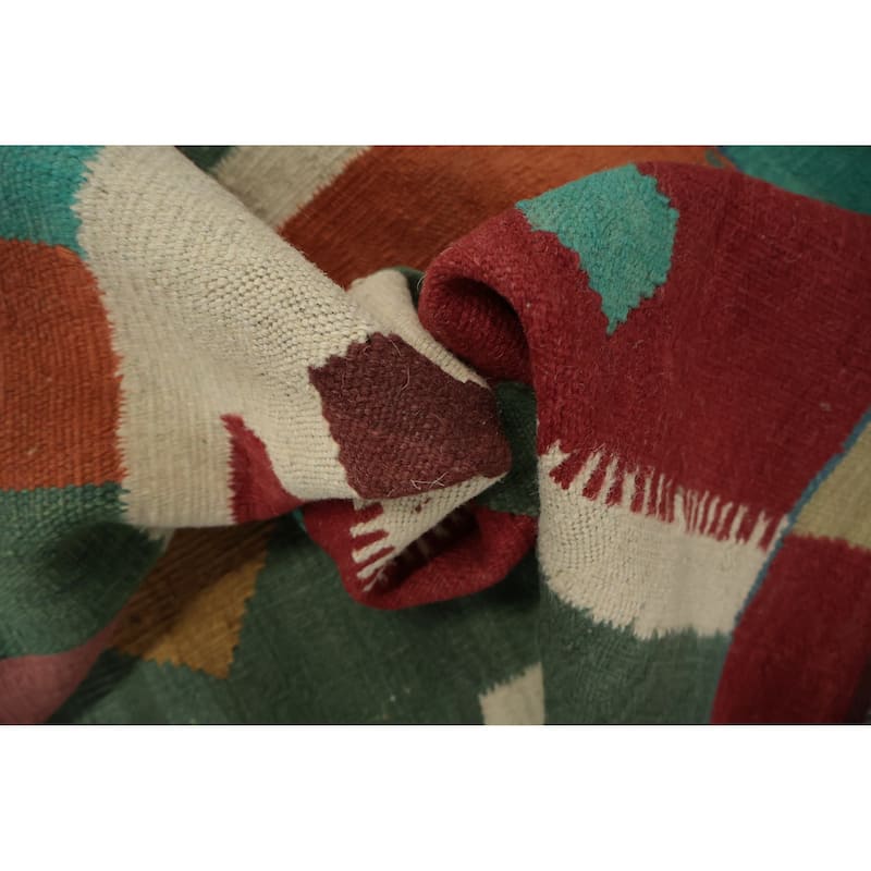 Hand Woven Oriental 100% Wool Carpet Southwestern Tribal Multi-Colored Kilim Area Rug - 14' 3'' X 8' 10''