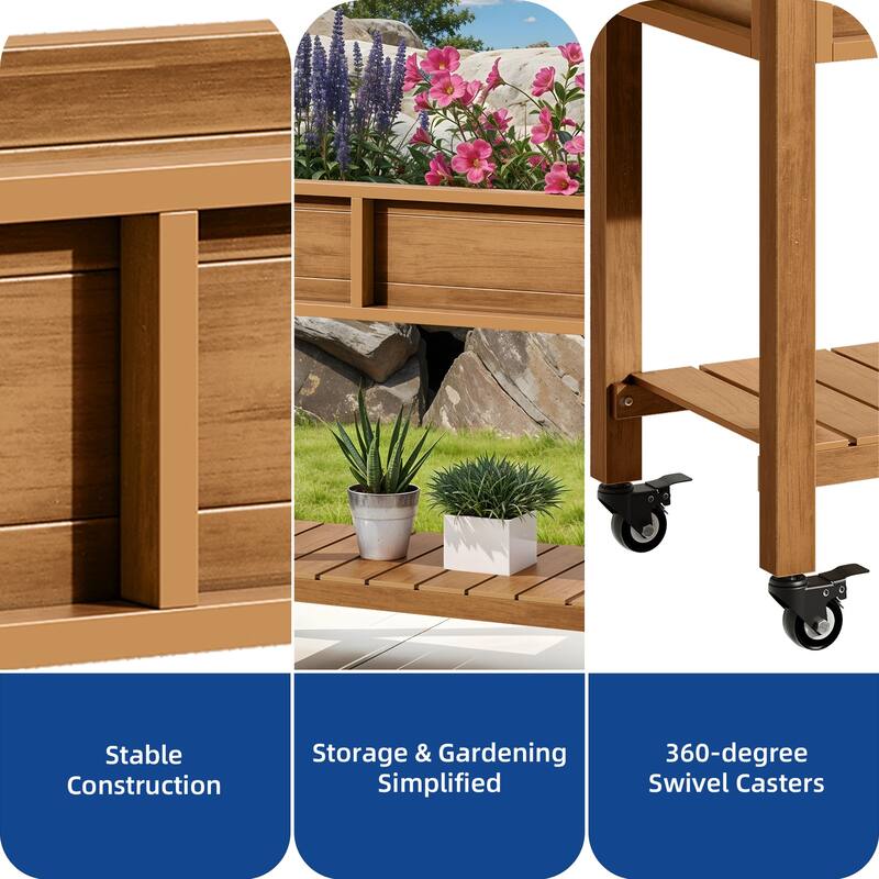 Moasis Poly Wood Raised Garden Bed Planter Box Stand for Backyard Patio Balcony