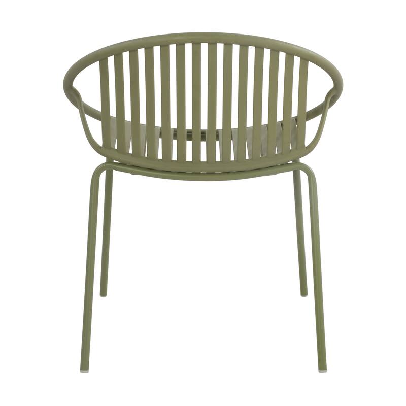 Patio Dining Chairs Set of 2 Modern Stackable Chairs with Breathable Plastic Backrest and Metal Legs for Outdoor, Backyard