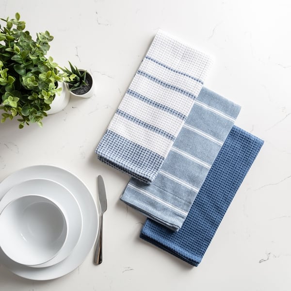 Linen Kitchen Towel - Blue Stripes | Set of 3