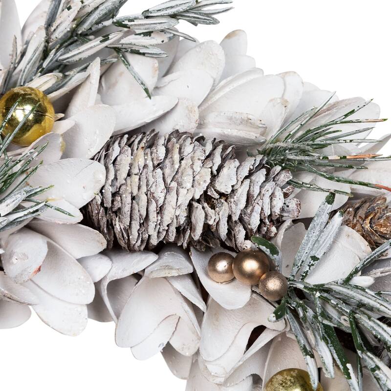 Frosted Pinecone and Pine Sprigs Artificial Christmas Wreath - 14" - Unlit