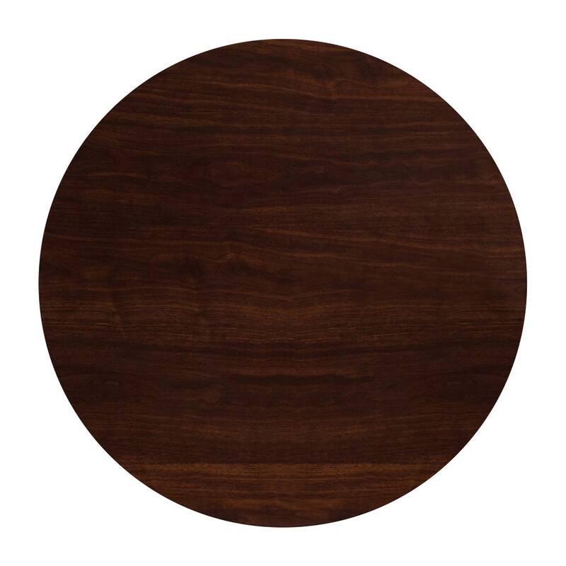 48'' Round High-Gloss Resin Table Top with 2'' Thick Drop-Lip - 48"W x 48"D x 2"H - Walnut - Walnut Finish