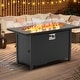 preview thumbnail 1 of 5, Outdoor 50000 BTU Rectangular 45” Propane Fire Pit Table with Glass Wind Guard for Patio, Deck, Backyard, Black - N/A Black