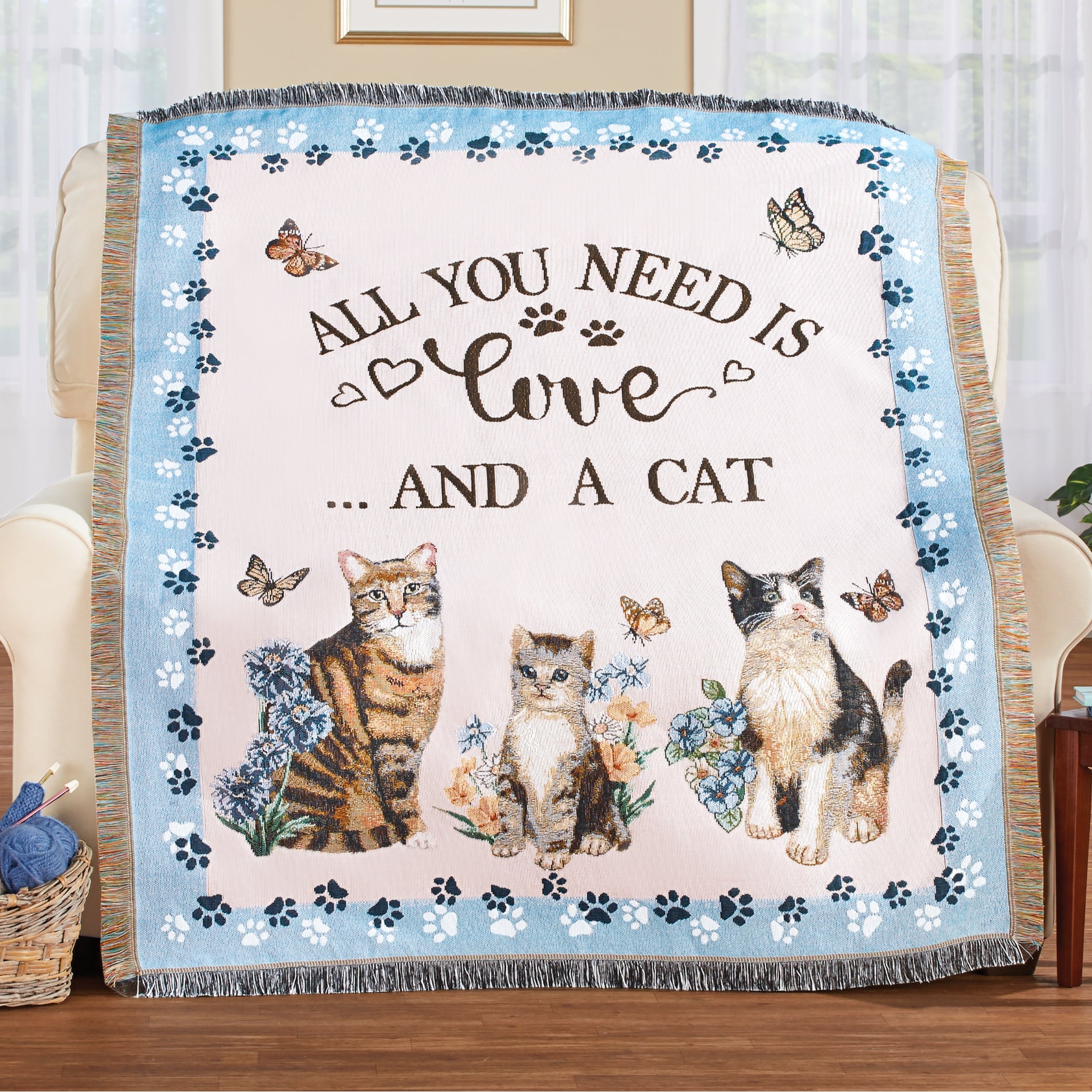 All You Need Is Love And A Cat Tapestry Throw Blanket On Sale Bed Bath Beyond 37065411