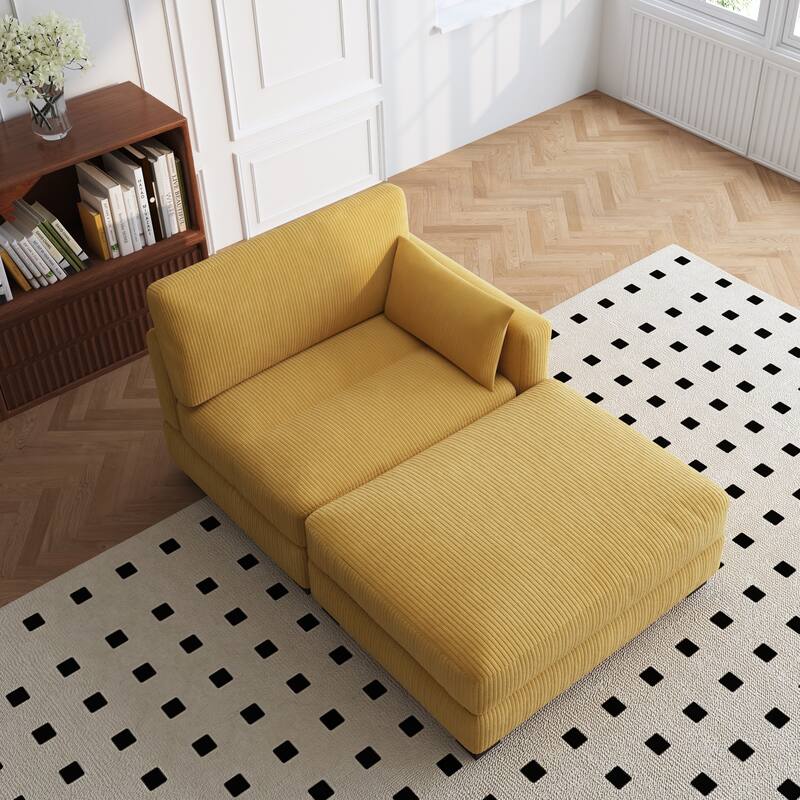 Modern Chaise Lounge Modular Sectional Sofa - Orange - Right Facing