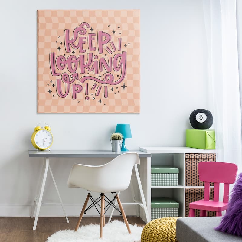 Stupell Keep Looking Up on Checkered Canvas Wall Art Design By Sarah Hickman