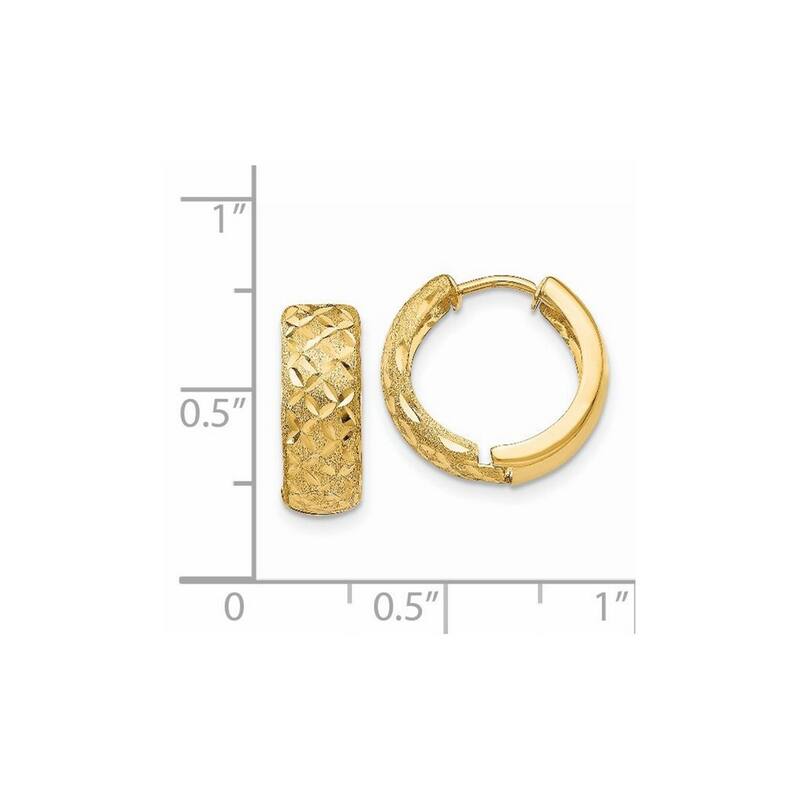 Curata 14k Yellow Gold Satin Polished 15x 5mm Hinged Hoop Earrings