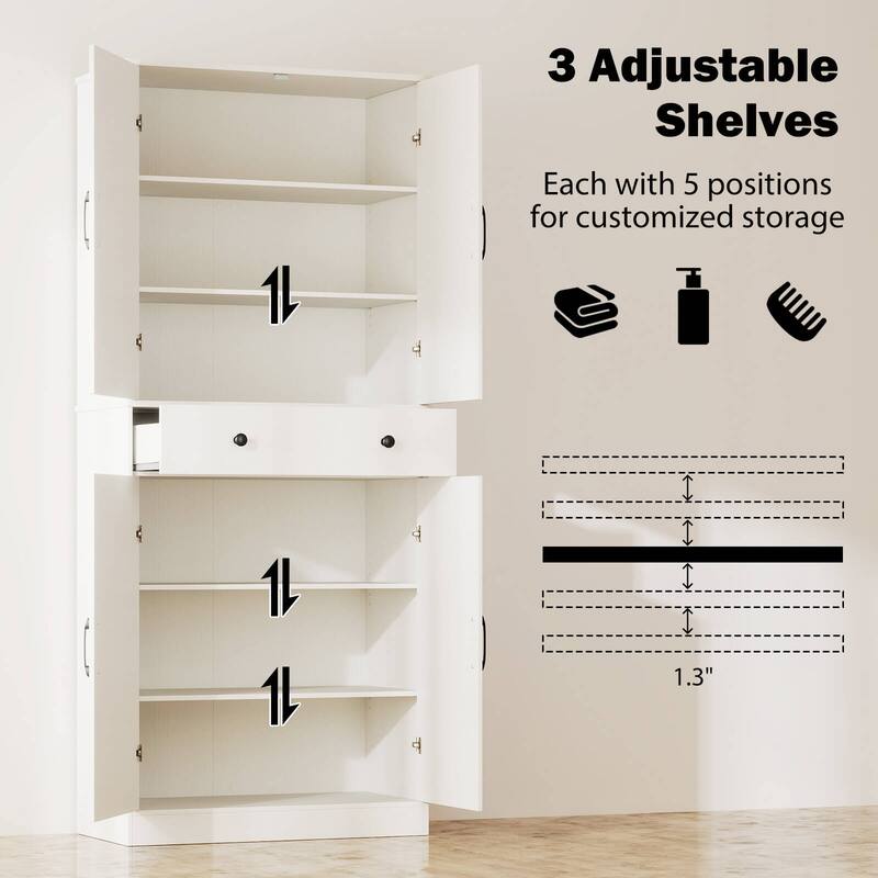 Costway 72" Tall Kitchen Pantry Modern Farmhouse Cupboard Cabinet with - See Details