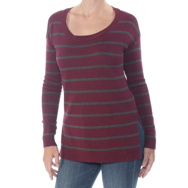 ARIZONA Womens Maroon Striped Long Sleeve Crew Neck Sweater Size 2X