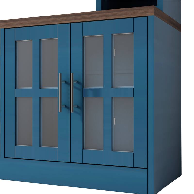 95.5" W Wall Unit Entertainment Center with Bookshelves for TVs up to 80", Modern TV Stand Media Console