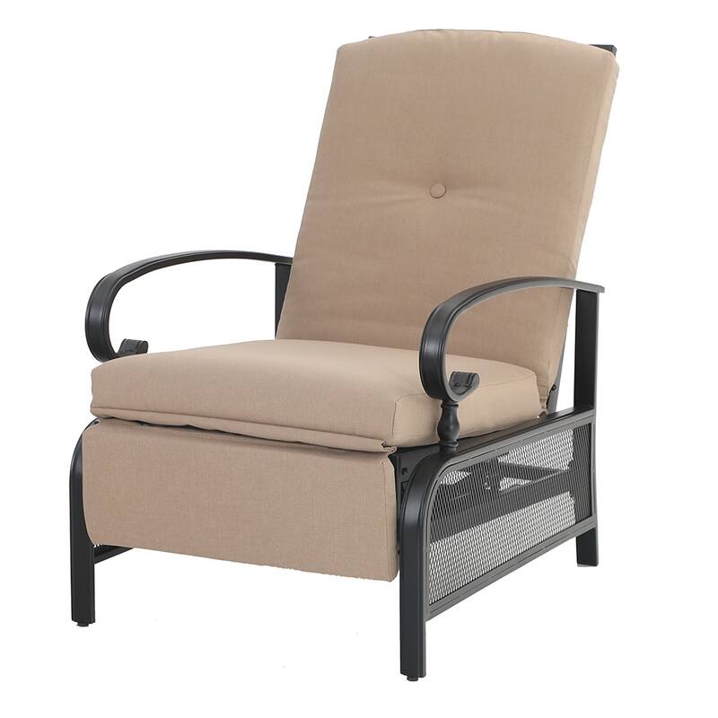 2-Piece Outdoor Bistro Set,1 Patio Metal Adjustable Relaxing Recliner Lounge Chair and 1 Metal Side Table