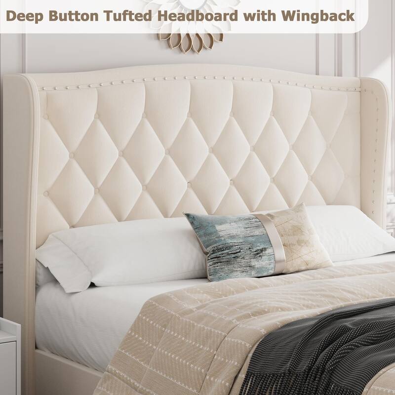 Bed Frame with 4 Storage Drawers and Headboard