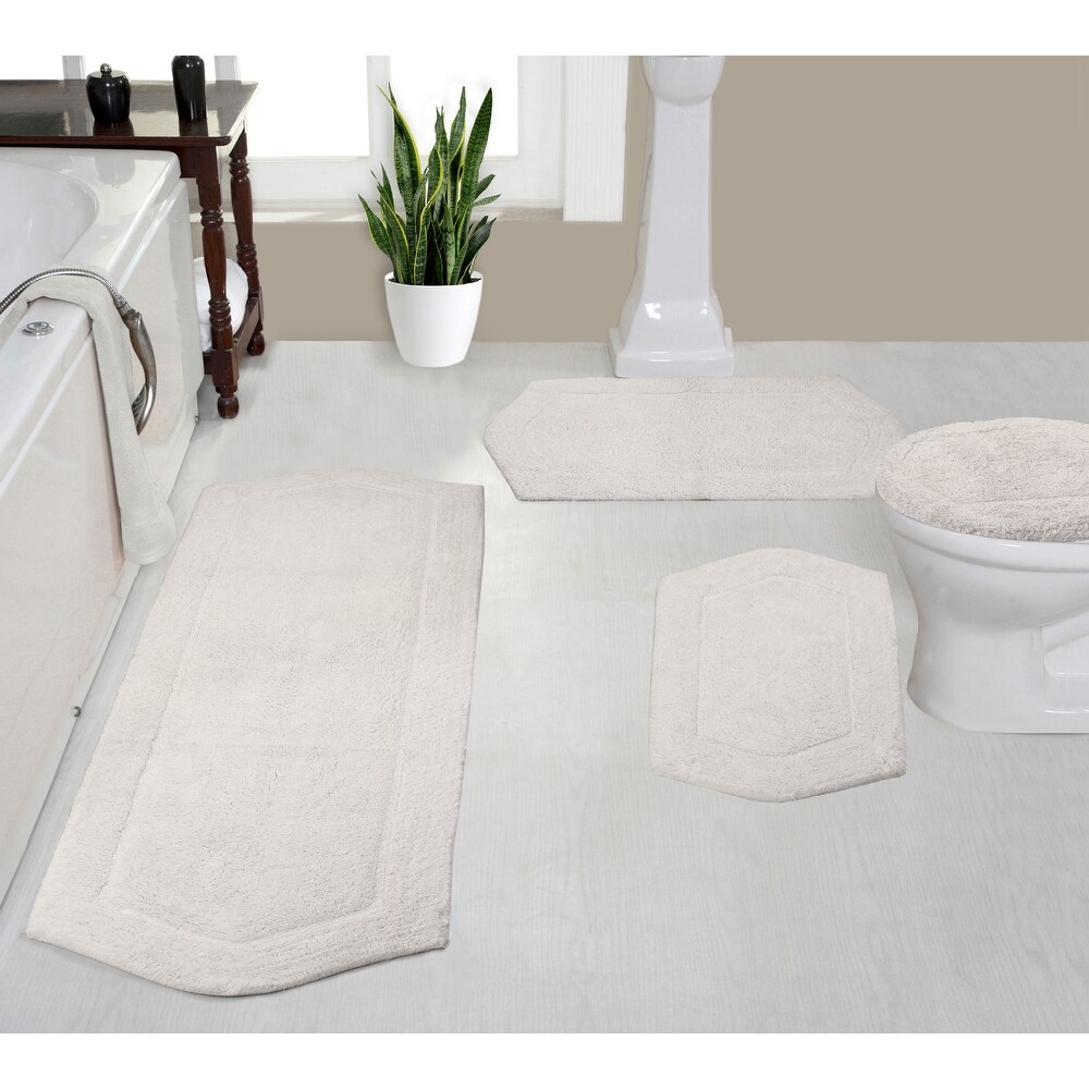 Oxford Spa 100% Cotton Terry Bath Rugs - White with or without Latex Backing