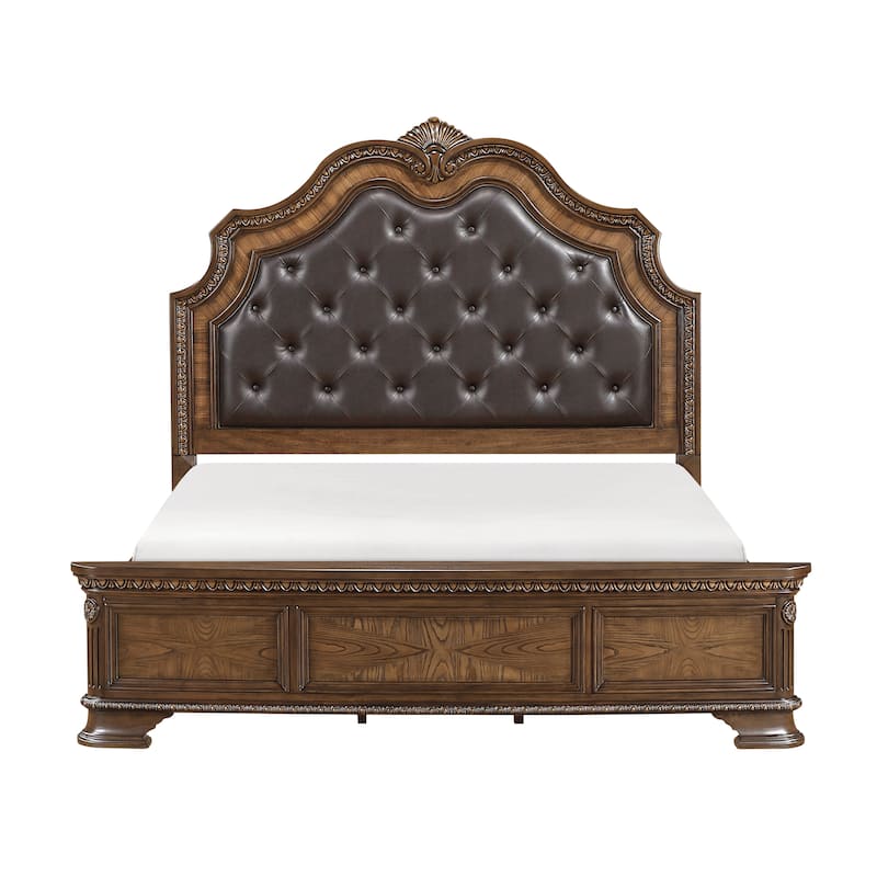 Dark Brown Traditional Bedroom Set 3pc Bed and Two Nightstands