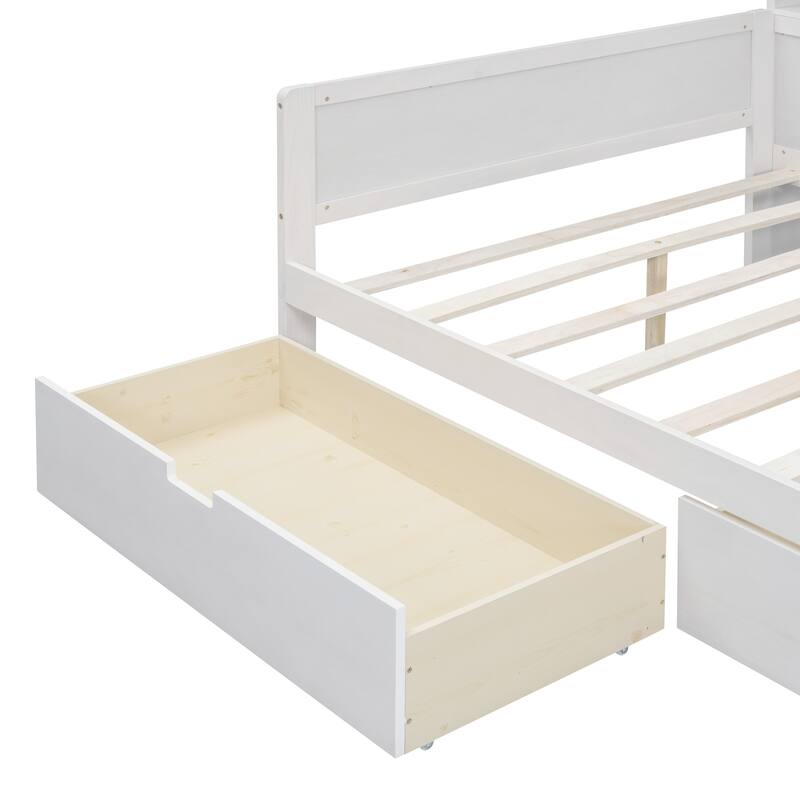 Full Size Wooden Daybed with Storage Shelves, 2 Drawers, and Study Desk - Multi-Functional Elegance