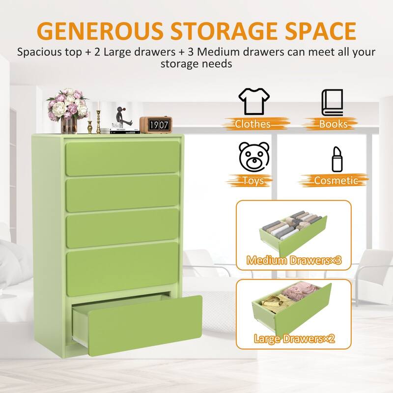 VEIKOUS 5-Drawer Chest of Dresser Storage Clothes Organizer for Bedroom, Organizers and Storage with Anti-Tipping Device
