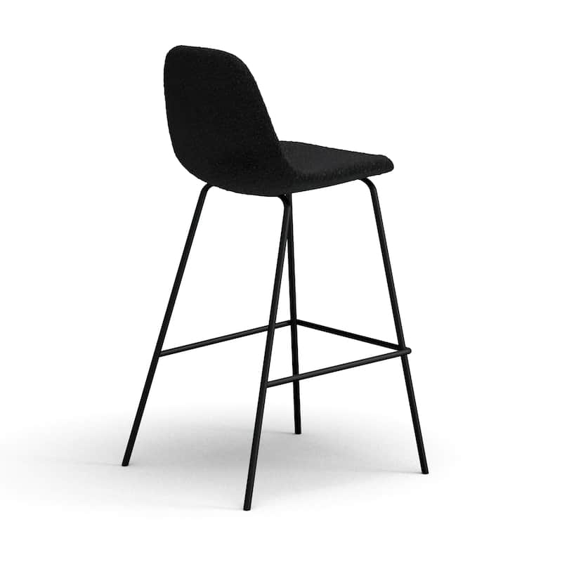 Counter Stools in White Boucle Black Legs (Set of 2)