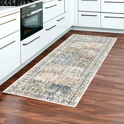 Ceme Distressed Stain Resistant Woven with Fringe Area Rug By HomeRoots - 89' X '25' X '0.39