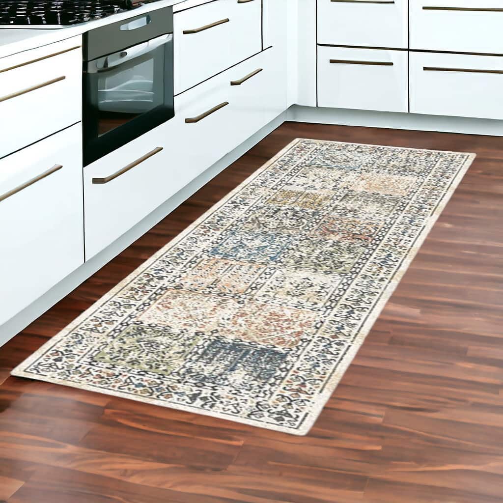Ceme Distressed Stain Resistant Woven with Fringe Area Rug By HomeRoots - 89' X '25' X '0.39