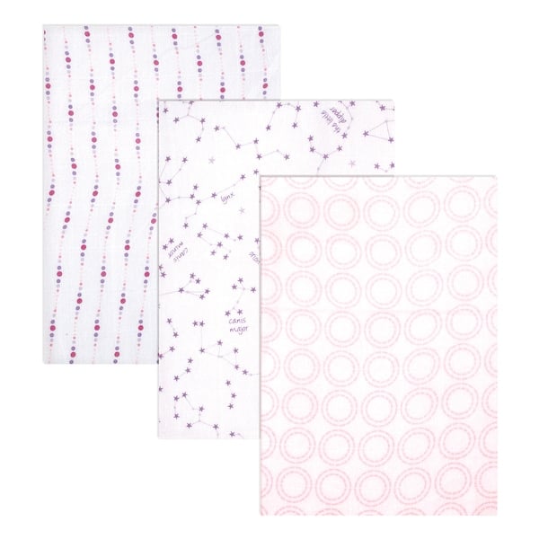 slide 1 of 1, Hudson Baby Infant Girl Cotton Muslin Swaddle Blankets, Pink Constellation, One Size - Pink Constellation - 3-Pack 3-Pack - Pink Constellation