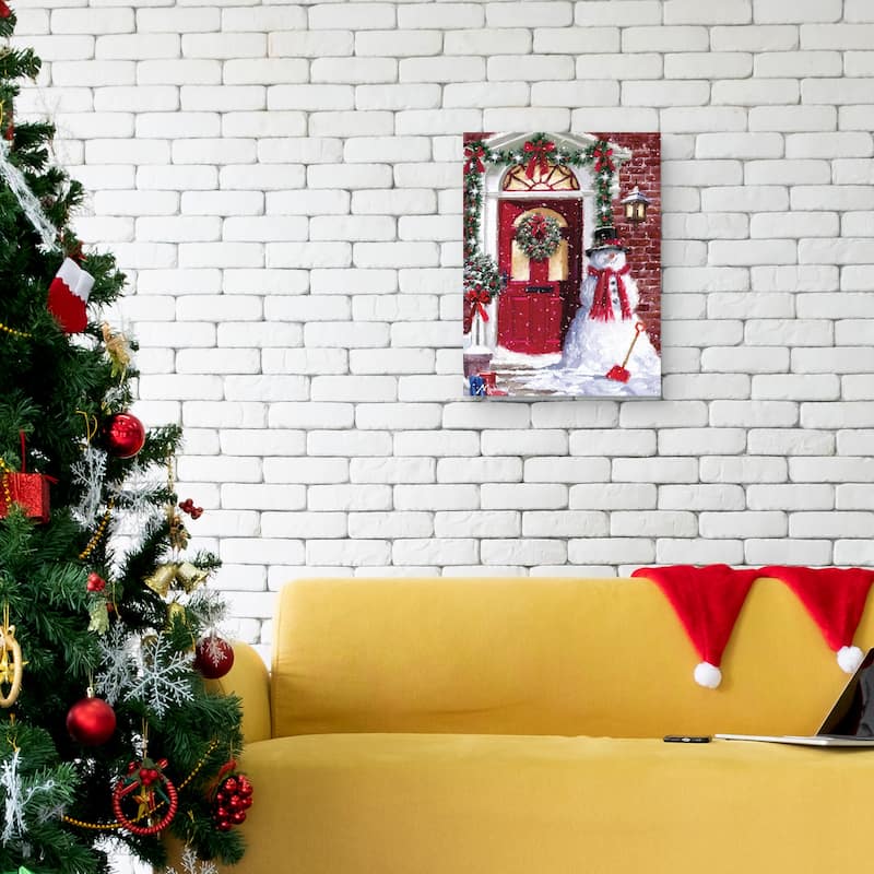 Red Door Snowman 4 by The Macneil Studio Canvas Art Print