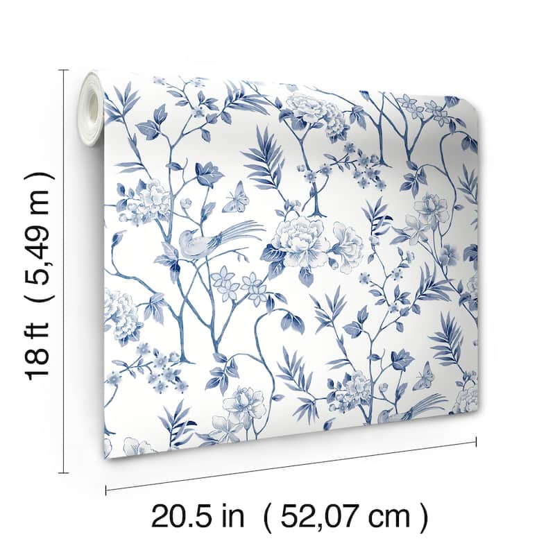 NuWallpaper Chinoiserie Garden Indigo Peel and Stick Wallpaper