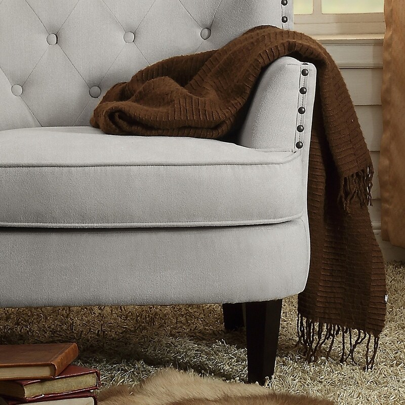 Moser Bay Mignon Velvet Linen 30 Wide Tufted Wingback Accent