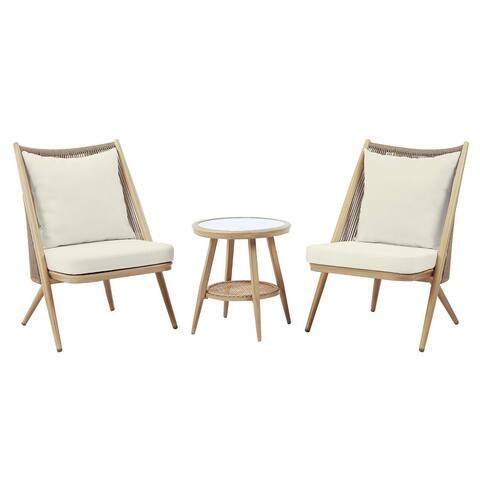 Furniture of America Delgado 3-Piece Patio Chair & Slate Top Table Set