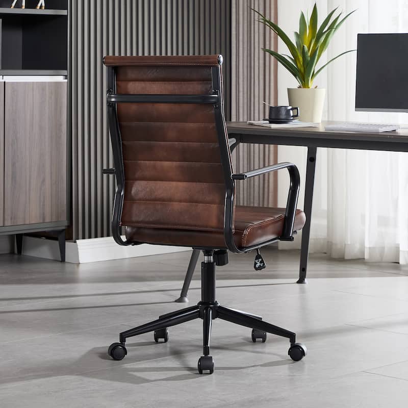 Ergonomic Office Chair Full-Grain Leather with Lumbar Support