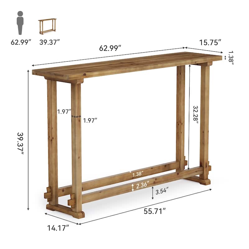 Solid Wood Bar Table Counter Height Pub Table Home Bar Unit