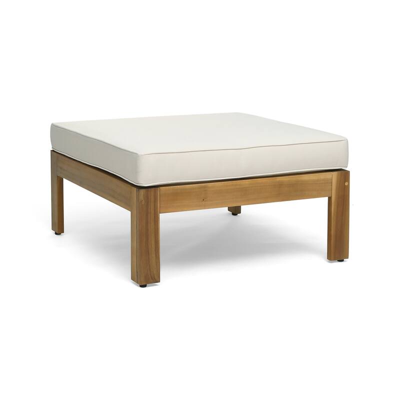 Roomfitters Outdoor L-Shaped Sofa Set, Wooden Patio Sectional with Cushions and Coffee Table for Garden or Deck